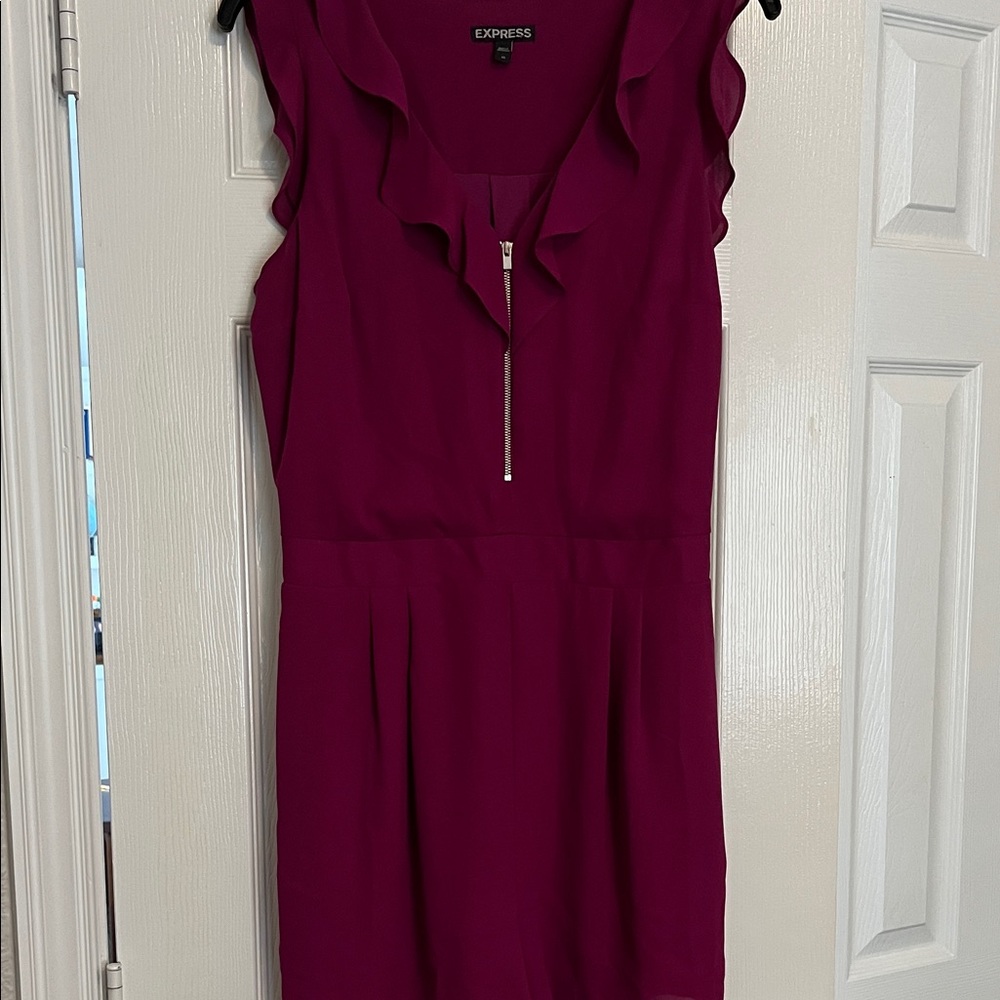 Express Women's Magenta Ruffle Jumpsuit